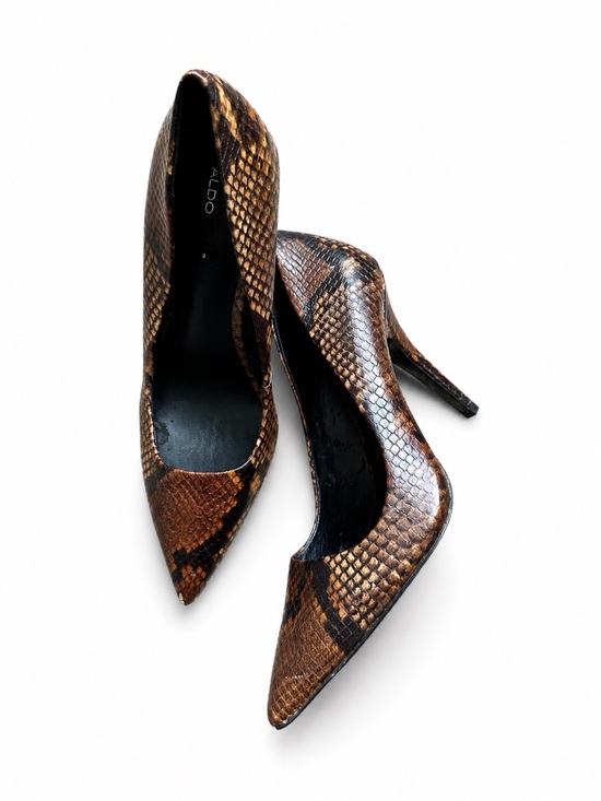 Aldo Shoes - Aldo Snakeskin Print Pointed Toe Stiletto Heels Women’s Size 7.5 Brown Pumps